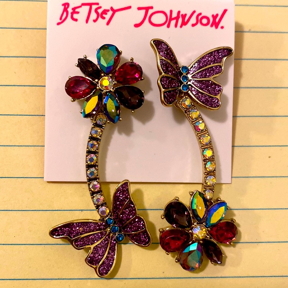 Betsey Johnson Butterfly and Flower Earrings